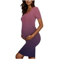 thumbnail image 7 of THDHVS Maternity Dress Summer,Maternity Dress for Baby Shower,Woman' Fashion Print Pleated Maternity Skirt Short Sleeve Round Neck Mid Calf Dress Wine XL, 7 of 7