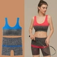 thumbnail image 2 of Workout Set for Women 2Piece Seamless Crop Tanks Top High Impacts Sports Bra High Waist Yogas Shorts Gym Exercise Outfit, 2 of 16
