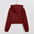 thumbnail image 7 of Zedker Casual Women's Cropped Hooded Long Sleeve Corduroy Inner Fleece Tops with Zipper, Comfy Hood Cord Thermal Winter Jackets with Pockets,Wine,L, 7 of 7
