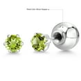 thumbnail image 6 of Gem Stone King Platinum Green Peridot Stud Earrings for Women Men (0.41 Cttw, Gemstone August Birthstone, Round 3.5MM), 6 of 6