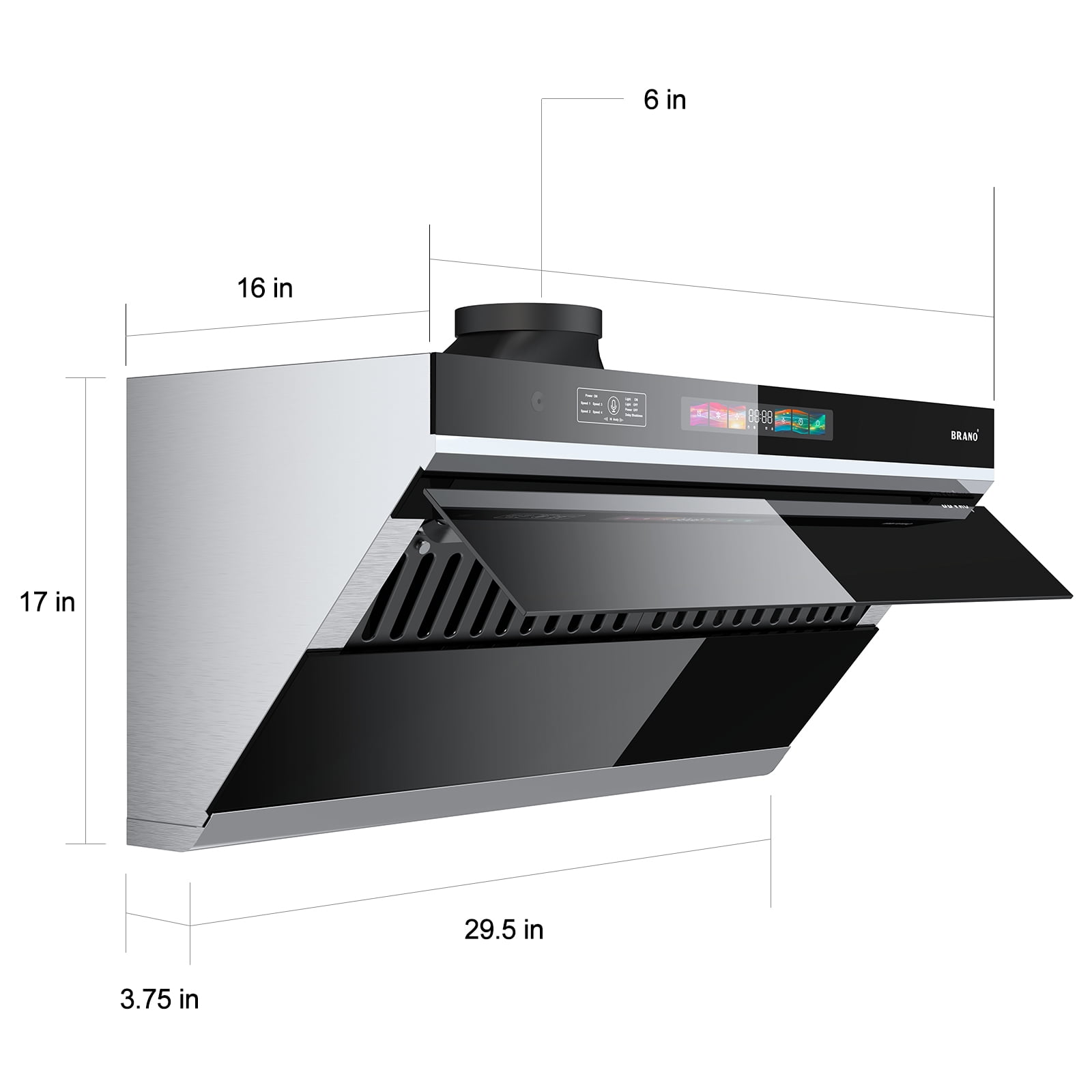 30 inch 900 CFM Convertible Under Cabinet Range Hood with  Charcoal Filter, Voice/Gesture/Touch Control