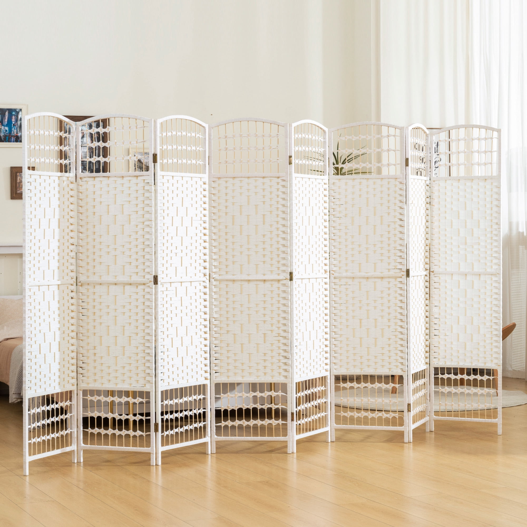 HOMCOM 8 Panel Room Divider Folding Privacy Screen 5.6' Room Separator