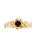 thumbnail image 5 of Rosec Jewels Natural Black Spinel Flower Engagement Ring with Diamond, Black Spinel Engagement Ring, 14K Yellow Gold, US 10.50, 5 of 9
