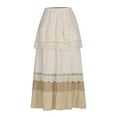 thumbnail image 2 of Women Maxi Skirt Palace Retro Style Long Skirt Spliced Lace Large Hem Skirt Beach Boho Casual Summer Full Length Skirts Elastic Waist Floral A-Line Long Dress, 2 of 4