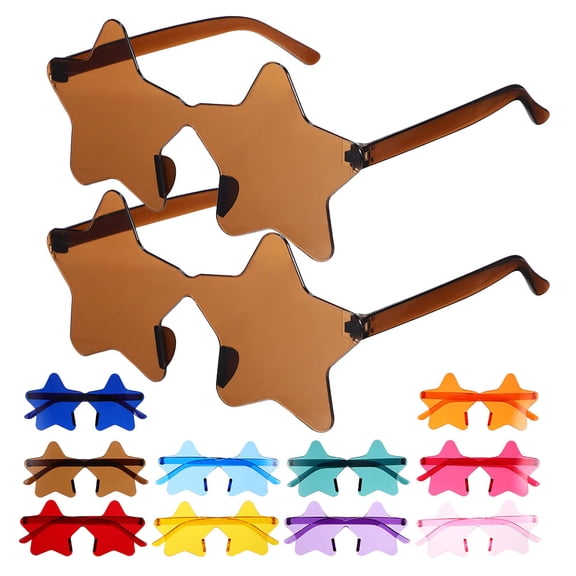 Toyvian 14Pcs Lightweight Rimless Star Sunglasses Assorted Colors Plastic Fun Glasses for Party Use