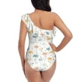 thumbnail image 5 of Sikiie Dandelion Print Women One Piece Swimsuits Tummy Control One Shoulder Bathing Suits Ruffle Swimwear, From S to XXL-X-Large, 5 of 6