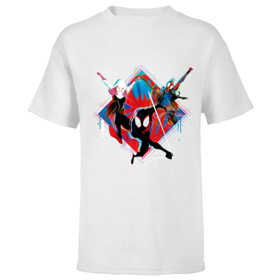 Marvel Spider-Man: Across the Spider-Verse Miles Hobie Gwen - Short Sleeve T-Shirt for Kids - Customized-White