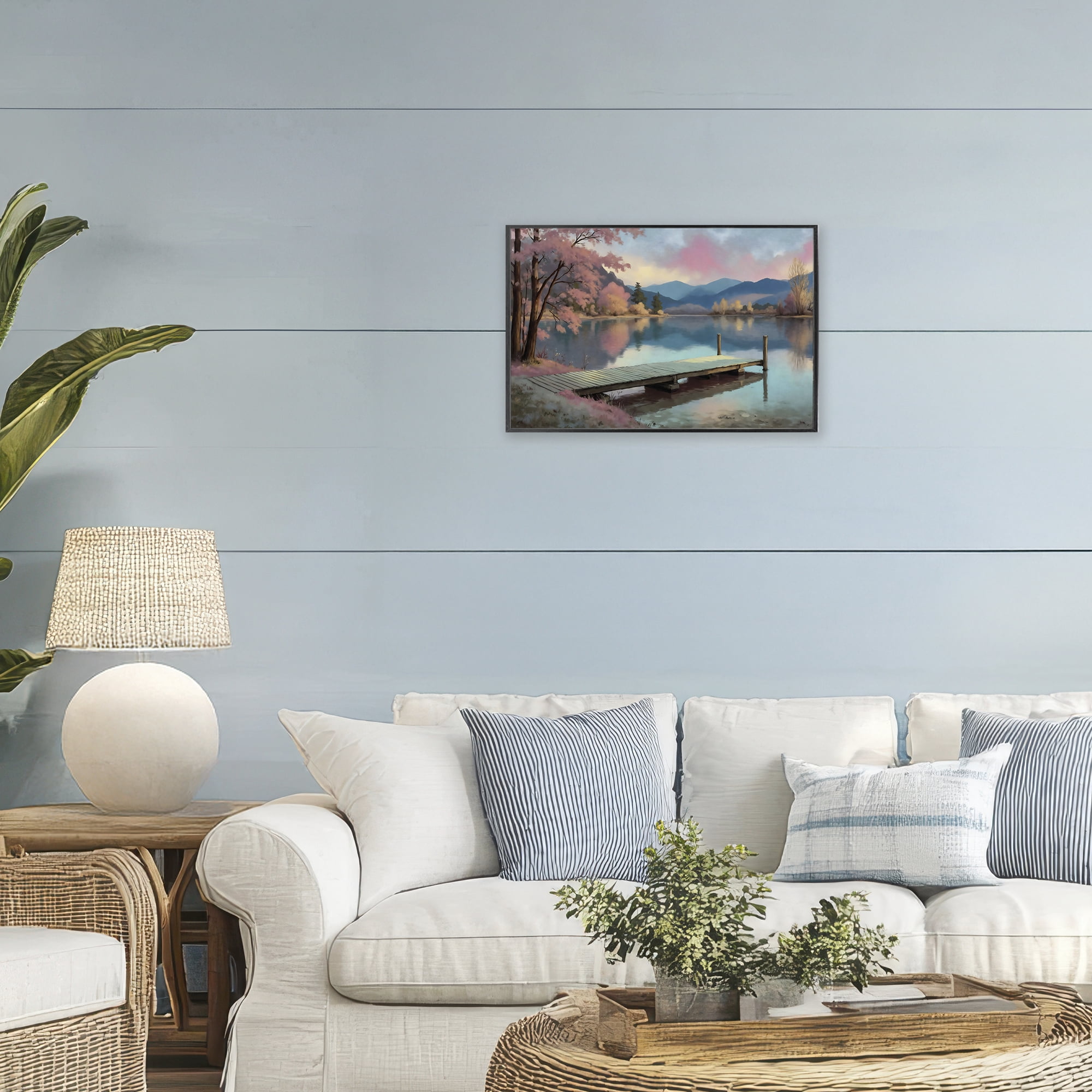Stupell Industries Pink Dock at Sunset Black Framed Giclee Art, design by Creative Studio