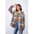thumbnail image 2 of HSHDLDF Womens Casual Plaid Shacket Button Down Long Sleeve Shirt, 2 of 5