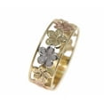 thumbnail image 1 of 14K solid tricolor yellow white rose gold Hawaiian plumeria flower lei ring 6.5mm size 4, 1 of 5