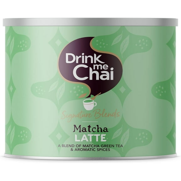 Drink Me Chai Matcha Latte Drink 1kg Tin – Authentic Spiced Green Tea Powder, 50 Servings, Gluten Free & Vegetarian