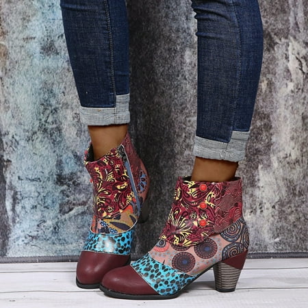 

OKBOP Women s Middle Ankle Boots-Warm Christmas Cka Womens Shoes Zipper Fashion Womens Brown Boots Winter Womens Boots Clearance
