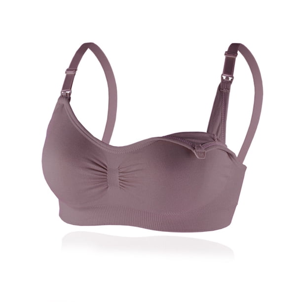 Ropa interior de lactancia para mujeres embarazadas, sujetador push up con hebilla frontal inalámbrica, sujetador de lactancia antidesbordamiento, sujetador de momia posparto de talla grande para
