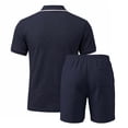 thumbnail image 3 of hotojiny Mens Summer Track Suits 2 Piece Shorts Sets Short Sleeve Sweatsuit Outfits Quarter Zip Golf Shirts Loungewear(Navy,Medium), 3 of 4