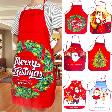 Travelwant Christmas Chef Apron Adjustable Cooking Apron Santa Claus Elf Snowman Snowflake Aprons for Xmas Party Men Women Kitchen Restaurant House Home Gardening Cleaning