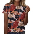 thumbnail image 2 of Tops Cortos para Mujeres Casual de Moda Impreso Cuello Redondo, Camiseta de Manga Corta para el Uso Diario, Fiesta Y Cómodo, 2 of 4