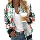 thumbnail image 4 of Puntoco Chaquetas para mujer con estampado floral y cremallera recortada y ligera con cuello alto Puntoco Puntoco-1, 4 of 6