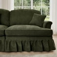 thumbnail image 7 of Modular L Shaped Sectional Couch with Ottoman, Chaise Lounge Sofa with Removable Ruffles Pleats Skirts, 3-Seat Deep Seat Sofa for Living Room, Green, 7 of 7