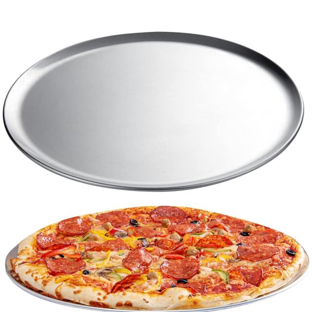 NOGIS - Bandeja para pizza (16 pulgadas, acero inoxidable), apta para uso alimentario, redonda, para horno, para tartas y galletas, apta para lavavajillas