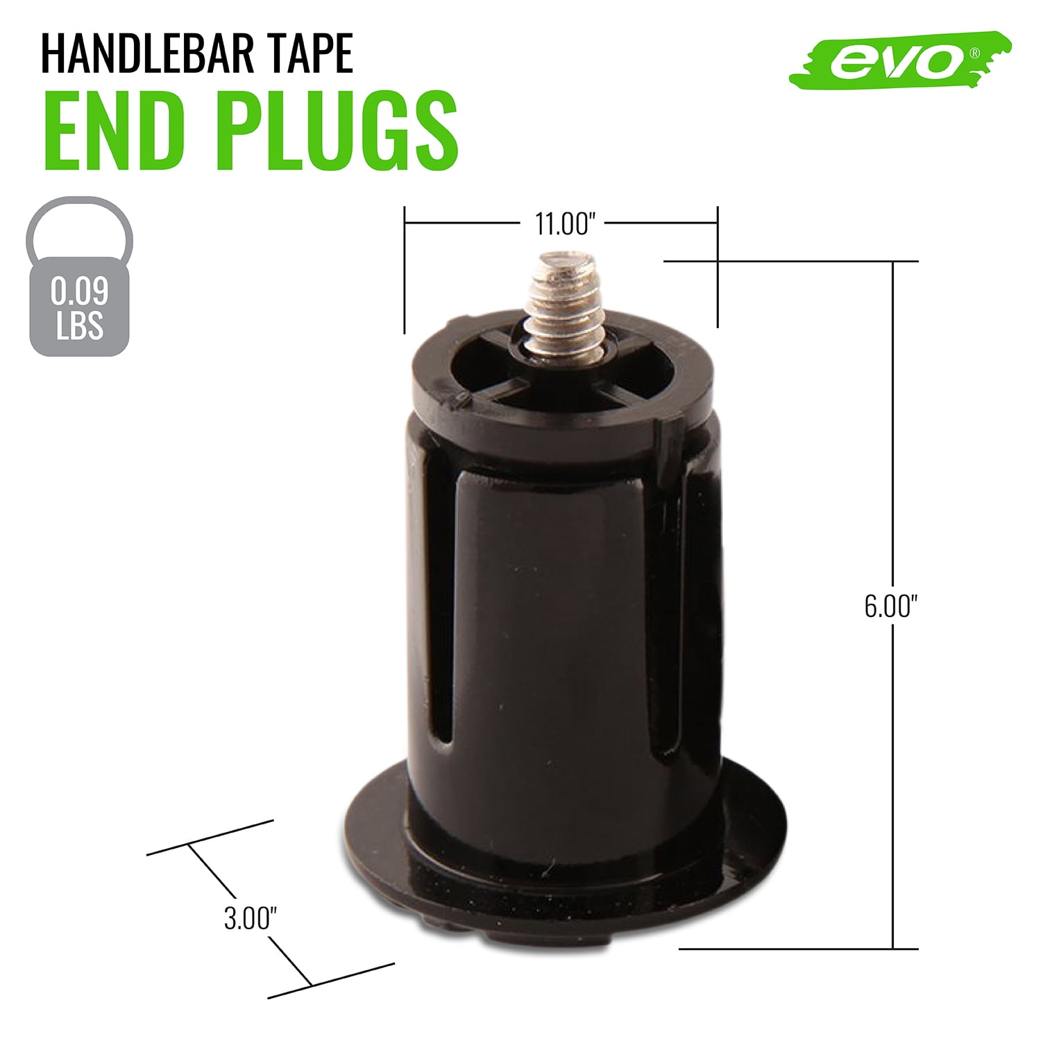 EVO Handlebar tape end plugs Pair Black 