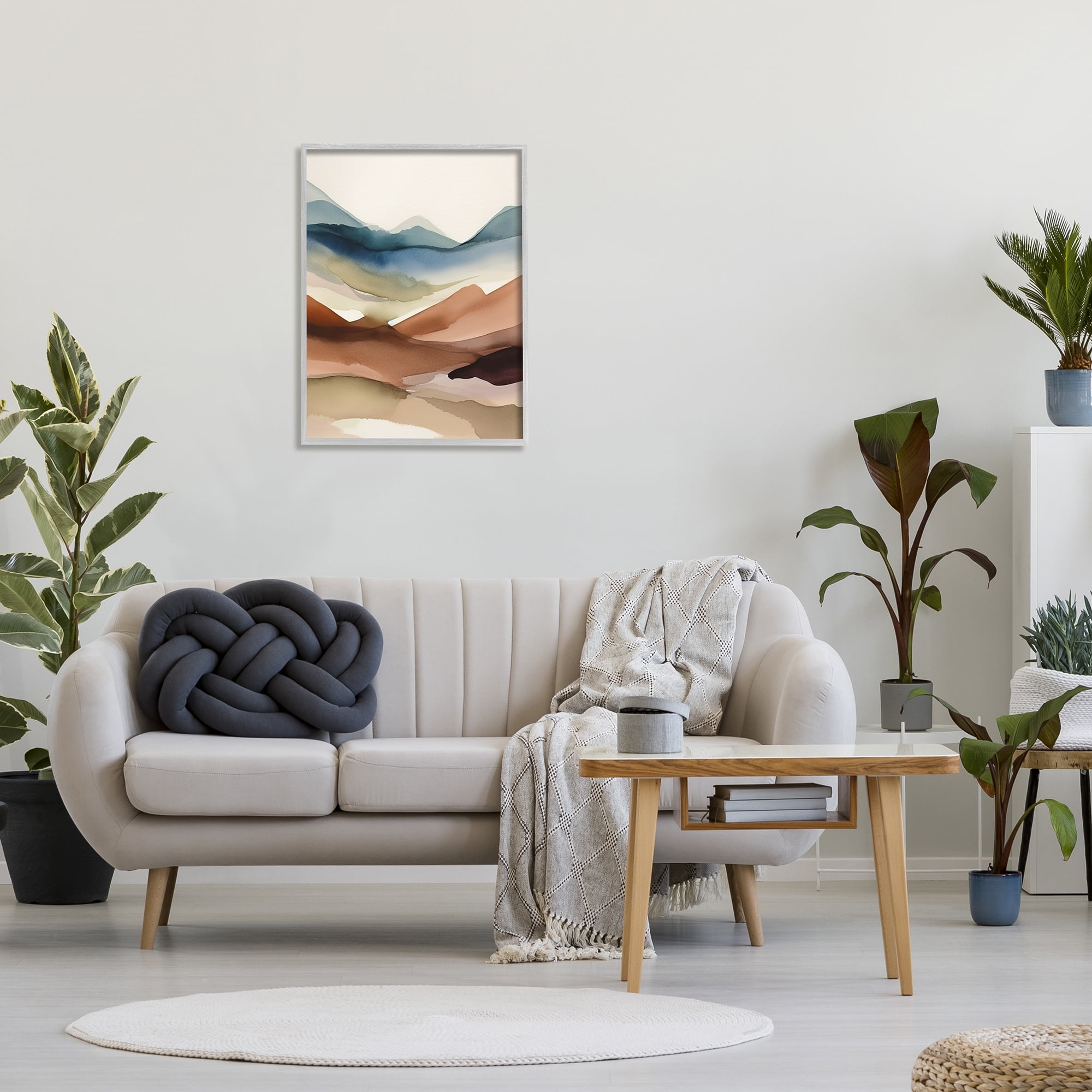 Stupell Industries Abstract Desert Landscape Landscape Painting Gray Framed Art Print Wall Art, 24 x 30