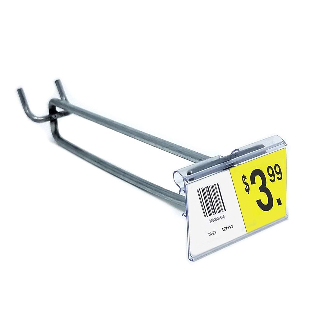 6" Pegboard Flip Up Scanner Hooks w/ 2" L X 1.25" H Scanner Plates, Zinc, 10 Pack