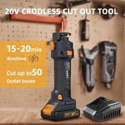 MAXXT Cordless Drywall Cut Out Tool, 20V Drywall Rotary Saw 28000 RPM with 2.0Ah Battery and Quick Charger, for Plywood/Wood/Drywall(Included 2 Bits)