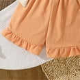 thumbnail image 4 of ZACPNCV Girls Summer 2-Piece Outfits Heart Pattern Printed Short Sleeve Top and Belt Shorts Set Orange 11-12 Years, 4 of 9