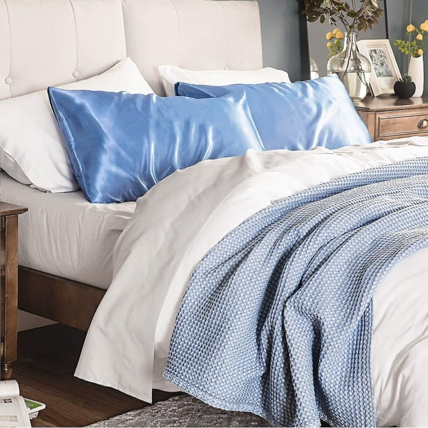 Fundas de almohada de satén para el cabello y la piel, fundas de dos piezas - fundas de almohada de tamaño estándar - fundas de almohada de satén con cierre de sobre