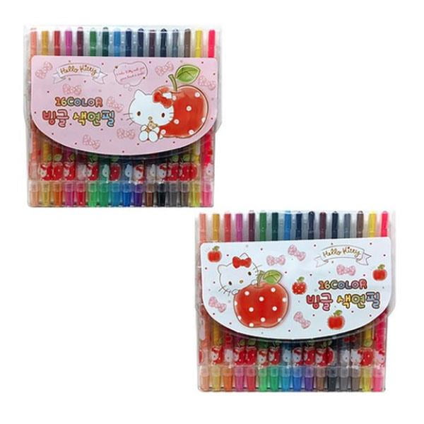 Hello Kitty Kids Arts & Craft 16 Color Twist Up Colored Pencil Crayon Set