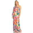 thumbnail image 5 of Sakkas Dora Women's One Shoulder Short Sleeve Casual Elegant Maxi Dress with Print - 609 - One Size Regular, 5 of 5