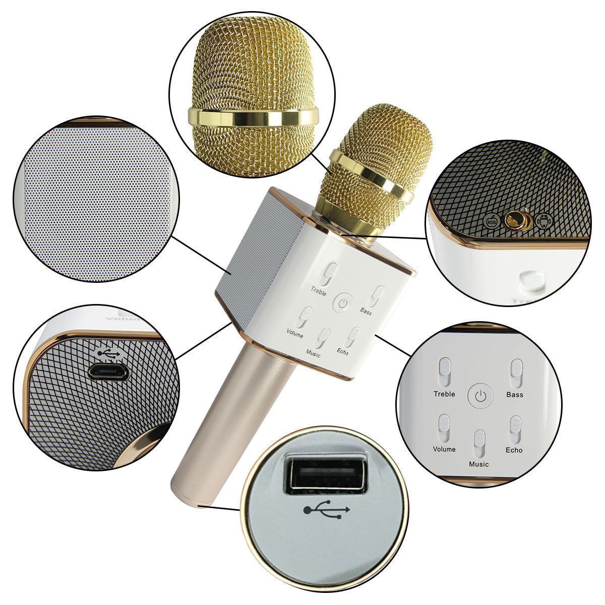 Portable W Ireless Karaoke Microphone Built In B Luetooth Speaker