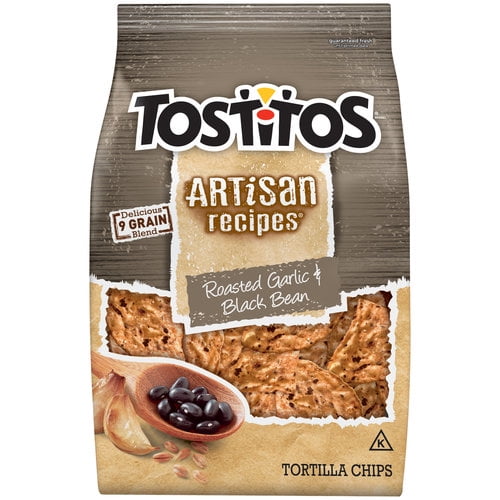 Tostitos Artisan Recipes Roasted Garlic & Black Bean Tortilla Chips, 9