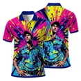thumbnail image 2 of HOMYGIFTS Men’s Pop Art Neon Grunge Golf Polo – Graffiti Spray & Metallic Sunburst, 2 of 8