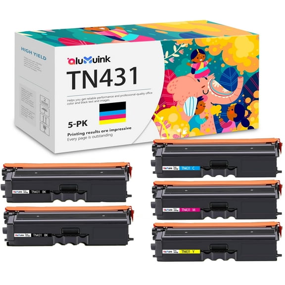 TN431 (2BK 1C 1M 1Y): Toner Cartridge Replacement for Brother DCP-L8410CDW Printer 5 Pack