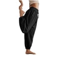 thumbnail image 3 of Sngxgn Women Casual Stretchy Pants Work Pants Straight Leg Trousers with Pockets(Black,L), 3 of 6