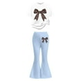 thumbnail image 4 of WOYY Big Girls Casual Outfits Bow Short Sleeve T-Shirt Flare Pants Set, Sizes 11-12, 4 of 4
