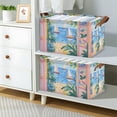 thumbnail image 2 of Yayeee Foldable Storage Basket for Shelves with Handles Set of 2 Waterproof Cloth Bins, Blue Seaside, 2 of 7