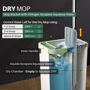 JOYMOOP Mop and Bucket with Wringer Set, Flat Mop Head Spin, Dust Mops for Wall Cleaner with 3 Microfiber Pads,Wet and Dry Use for Floor Cleaning