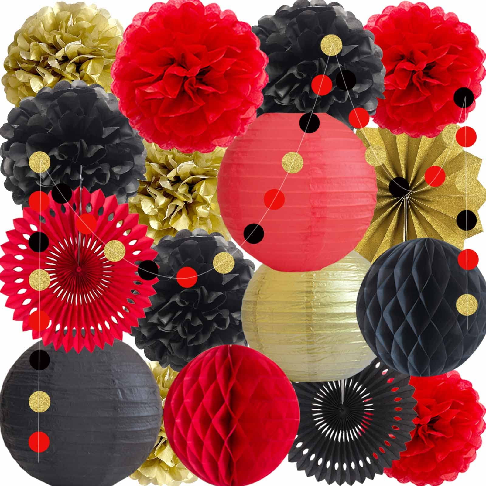 MRMSLI 10pcs 10inch red yellow black party decorations tissue