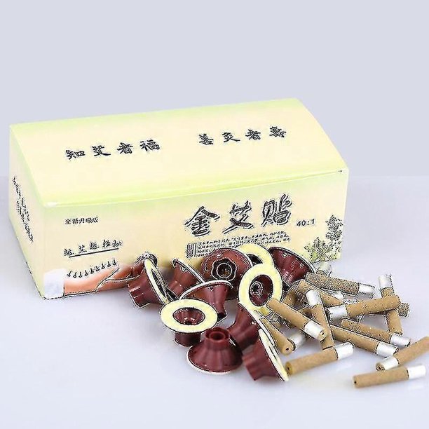 Exquisite 50pcs Moxibustion Tube Paste Moxa Self-stick Mugwort Candle Therapy Heating Acupunture Meridian Massage Warm Body Massager