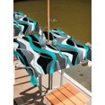 thumbnail image 2 of Outdoor Tablecloth with Umbrella Hole and Zipper, Aqua Stripe Waterproof Patio Tablecloth for Dining 54''x54'', Ombre Grey Moire Geometric Modern Abstract Wipeable Table Cover for Picnic BBQ Party, 2 of 9