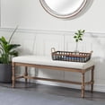 thumbnail image 3 of DecMode Wood Bench with Burlap Seat, Brown, 3 of 12
