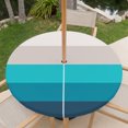 thumbnail image 6 of Round Outdoor Tablecloth with Umbrella Hole and Zipper, Blue Aqua Ombre Fitted Table Cover with Elastic Edge for 45-54 Inch, Modern Abstract Art Farmhouse Striped Waterproof Patio Tablecoths, 6 of 9