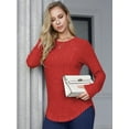 thumbnail image 5 of Aiyino Long Sleeve Shirts Blouses For Women Loose Fit Dressy Tunic Tops Crew Neck Pullover Sweaters,Red S, 5 of 10