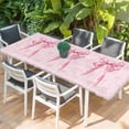 thumbnail image 2 of Pink Bow Table Cloths for 8 Foot Rectangle Tables, Cute Watercolor Girls Cartoon Luxury Patio Waterproof Elastic Fitted Tablecloths, Washable Rectangular Table Cover for Camping, 2 of 8