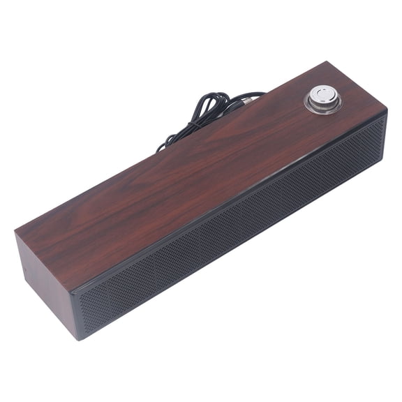 Haut-parleur de Bureau, HiFi en Bois Stéréo Facile à Contrôler USB Alimenté Plug and Play Barre de Son de Bureau à Faible Bruit pour