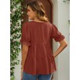 thumbnail image 4 of DARING DIVA Women's Maternity Ruffle Short Sleeve Casual Tiered Shirt S Brown, 4 of 7