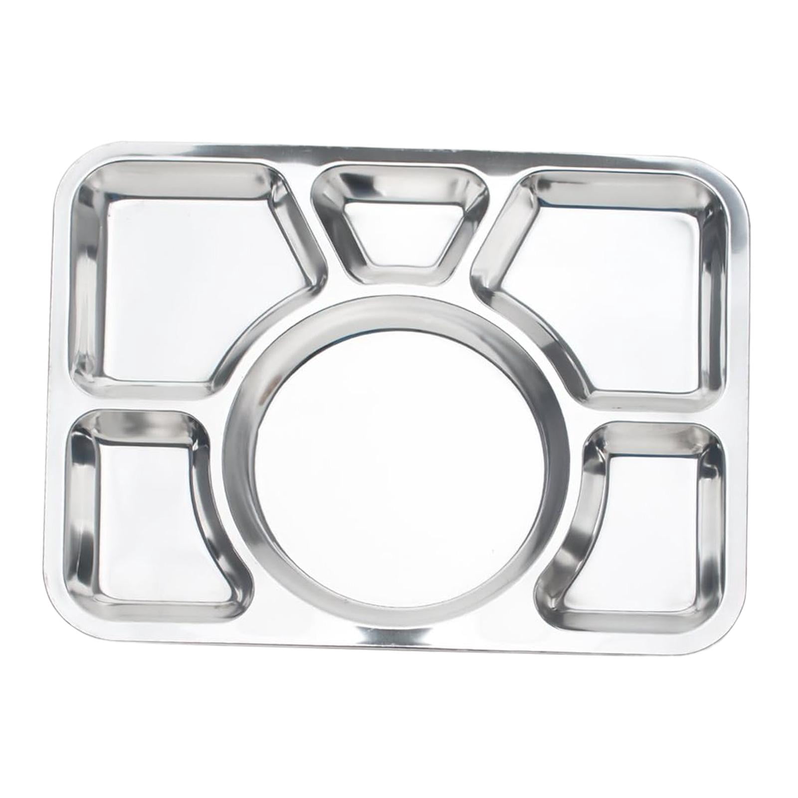 2-Pack Stainless Steel 3-Compartment Plates With Forks & Spoons - 8 Inch Lunch Trays For Picky Eaters, Camping, Weight Loss