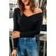 thumbnail image 2 of Top de manga larga con cuello en V, camiseta suave y cómoda para mujer, transpirable, para compras en casa, oficina al aire libre, 2 of 8